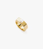 Button Pearl Square Chunky Ring